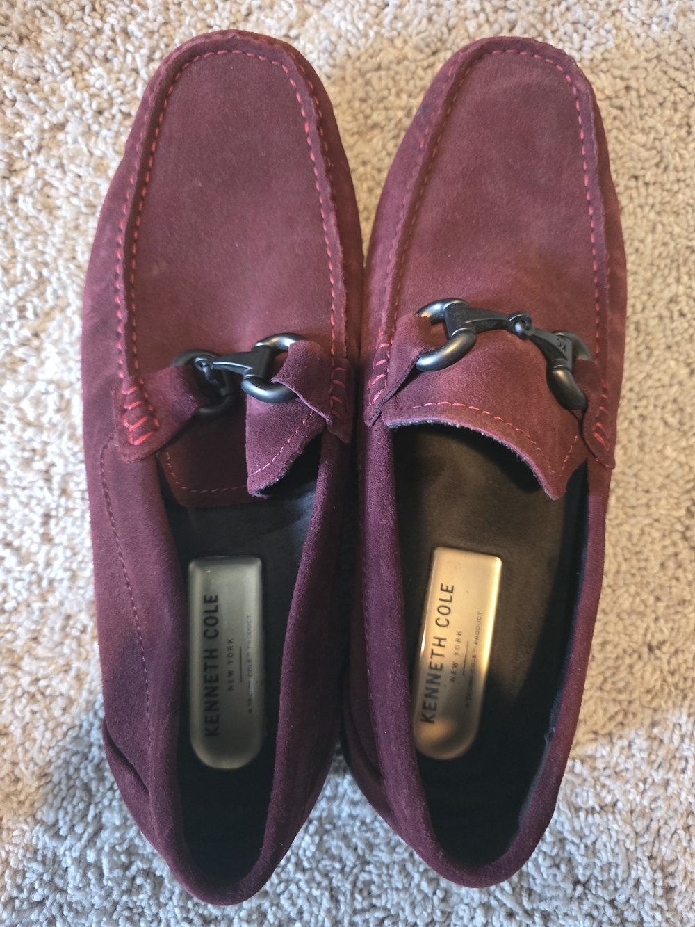 Kenneth Cole Men’s Burgundy Suede Bit Slip-Ons